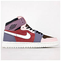 Женские кроссовки Nike Air Jordan 1 Retro High Bordo Pink, кожаные кроссовки найк аир джордан 1 хай