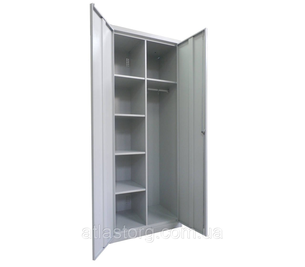 Хозяйственный металлический шкаф с полками SMD81 и жердью для одежды H1800*800*500мм