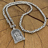 Срібний ланцюжок Круглий Лисий Хвіст із підвіскою Микола Чудотворець, фото 3