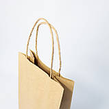 Пакети паперові подарункові під пляшку 150*90*360 мм Крафтовий пакет з ручками під пляшку, упаковка 600 штук, фото 4