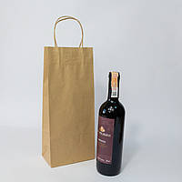 Крафт пакет з ручками під пляшку вина 150*90*360 мм Упаковка під пляшку для вина