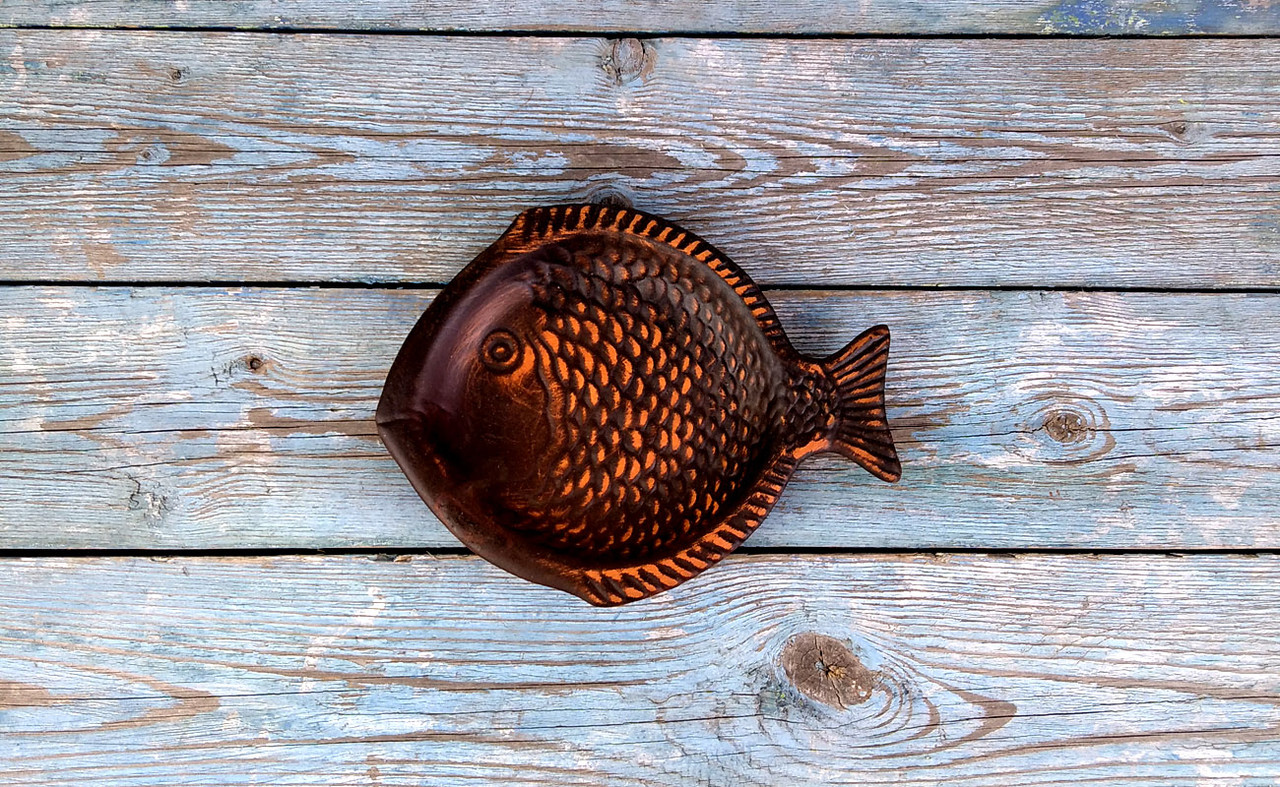 Глиняна тарілка для риби "Камбала" 19.5 х 15.5 см