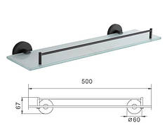 Полиця скляна Frap F30207, нержавіюча сталь, 500 мм, чорний