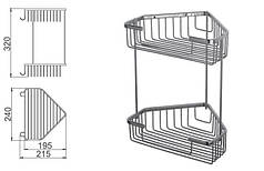 Полиця кутова Frap F335-1, 2-х ярусна, 240х320 мм, хром