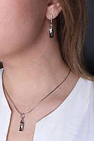 Срібні сережки з Swarovski "Королівський багет", фото 4
