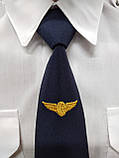 Краватка жд темно-синього кольору, з вишивкою, фото 4