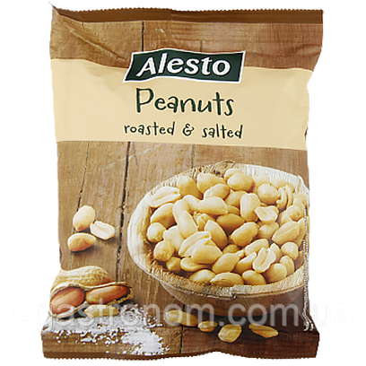 Арахіс солений Алесто Alesto peanuts roasted & salted 250g 32шт/ящ (Код: 00-00010336), фото 1
