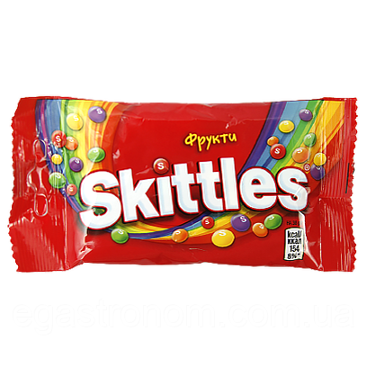 Драже фруктовий Скітлс Skittles fruits 38g 14шт/ящ (Код: 00-00010342)