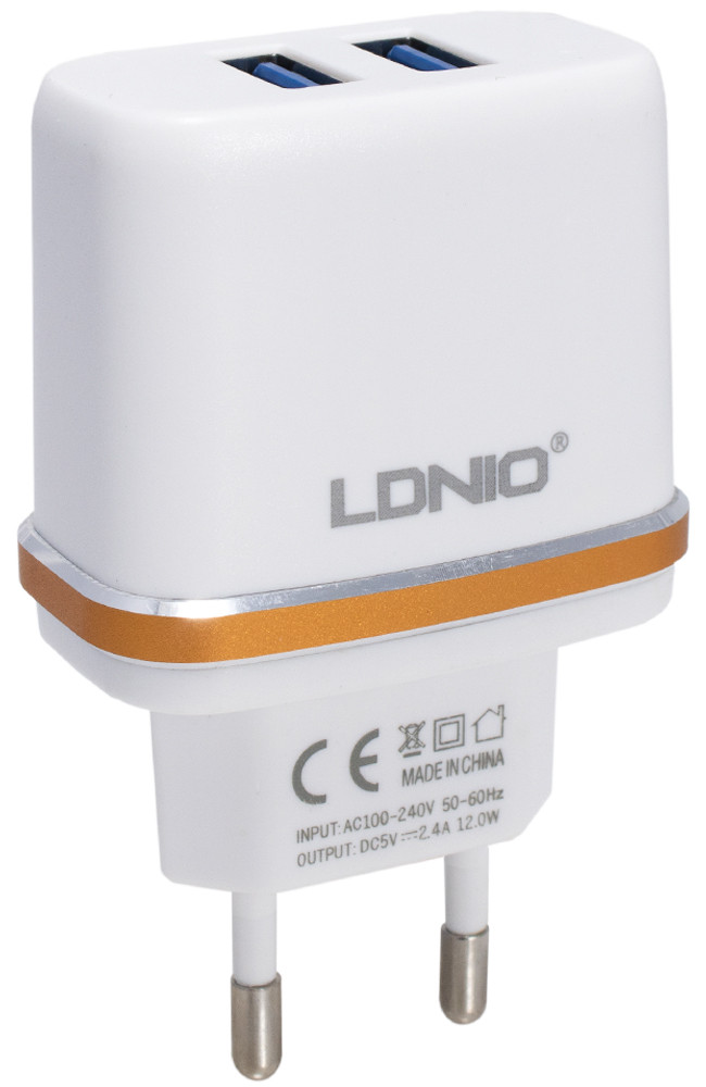 Комплект LDNIO DL-2202 Мережевий зарядний пристрій 2,1 A + кабель Lightning