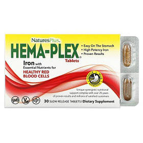 Комплекс з залізом з тривалим вивільненням Hema-Plex Natures Plus, 30 таблеток