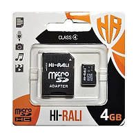 Карта памяти Micro SD 4Gb Hi-Rali Class 4 c адаптером