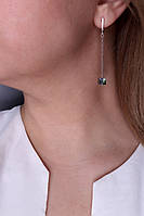 Срібні сережки з Swarovski "Кубик", фото 3