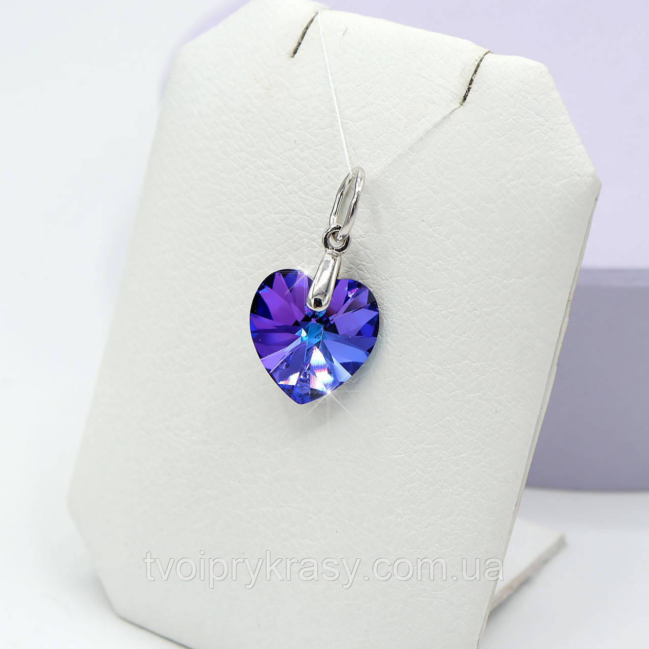 Срібний кулон з кришталем Swarovski "Сердечко"