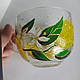 Кухоль-бульйонниця з вітражним розписом ручної роботи 500 мл" Лимони ", фото 2