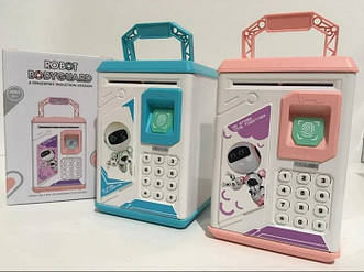 Дитяча електронна скарбничка сейф з кодовим замком і відбитком пальця ROBOT BODYGUARD (Блакитний, рожевий)