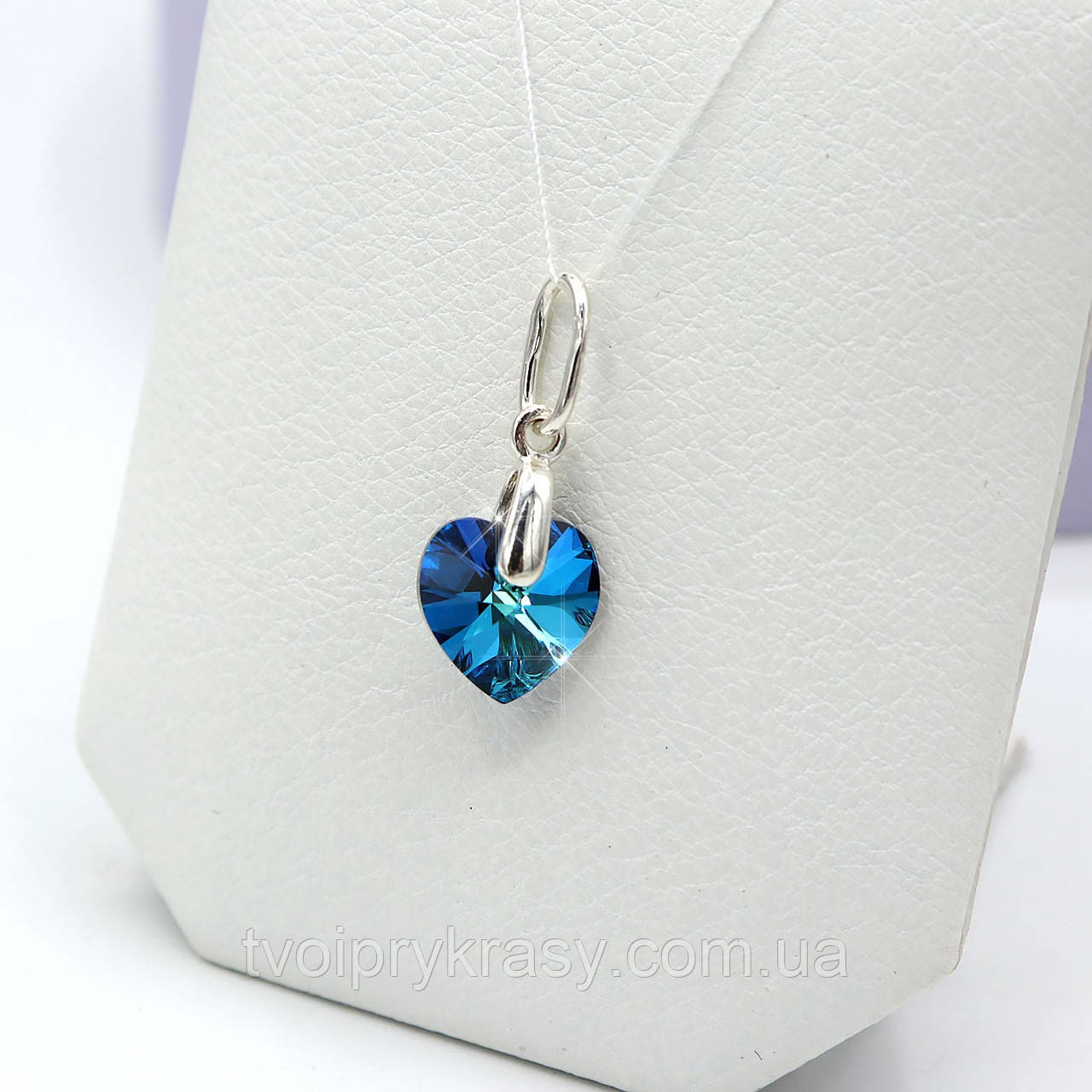 Срібний кулон з кришталем Swarovski "Сердечко"