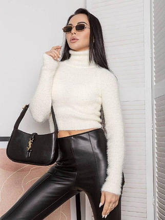 Стильний кроп светр Lady із високим горлом з м'якої пряжі різні кольори Ssof1002, фото 1