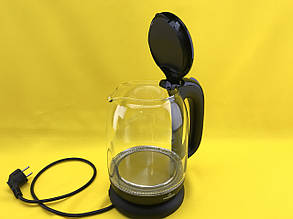 Прозорий скляний чайник із підсвічуванням 1,7 л Crownberg CB-9121 Black
