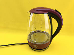 Прозорий скляний чайник Promotec PM-810B із підсвічуванням 1.7 л RED