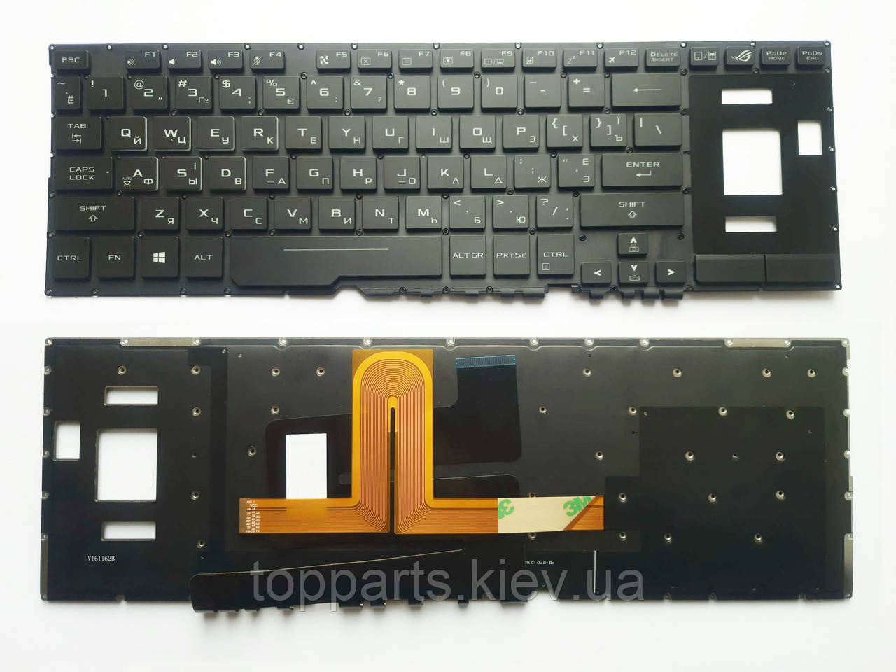 Клавіатура для ноутбуків Asus Rog Zephyrus GX501 чорна без рамки, з підсвічуванням RU/US