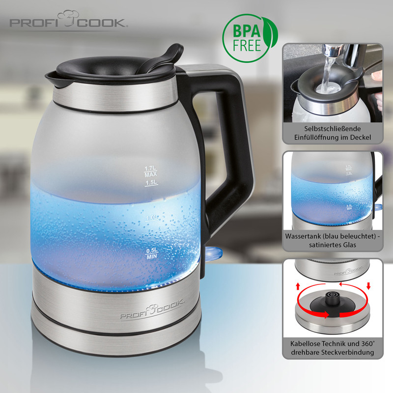 Електрочайник ProfiCook PC-WKS 1215 G підсвічування
