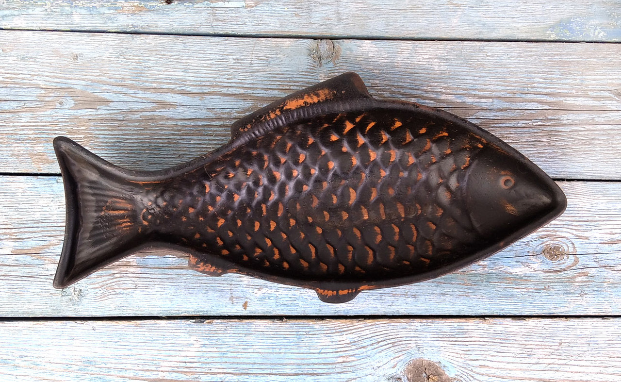Глиняна тарілка для риби "Карп" 34.5 х 15.5 см
