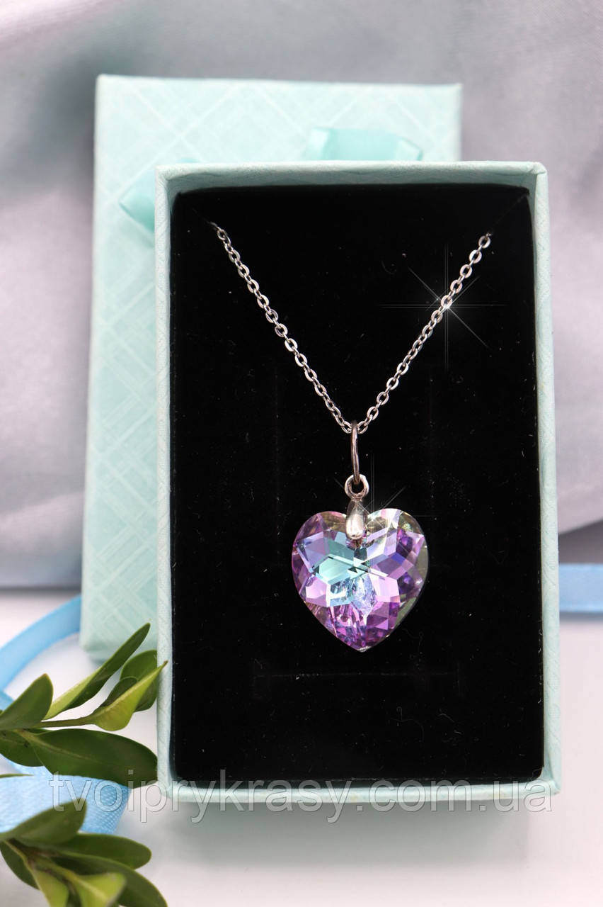 Срібний кулон з кришталем Swarovski "Сердечко"