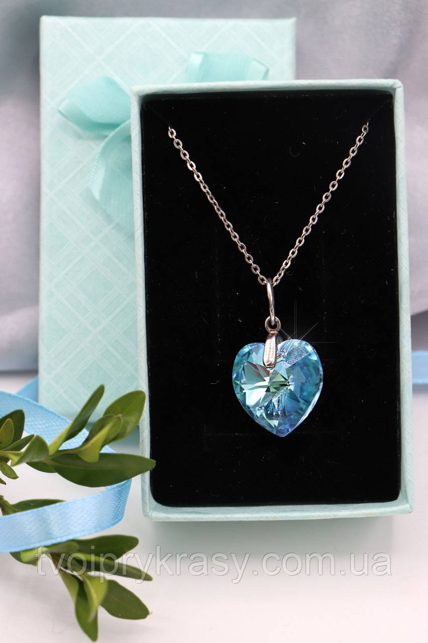Срібний кулон з кришталем Swarovski "Сердечко"