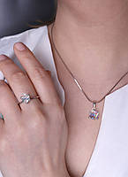 Срібна каблучка з кришталем Swarovski "Кубік", фото 6