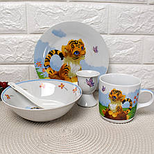 Великий набір дитячого посуду 5 предметів з фарфору, фото 3