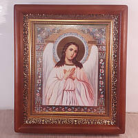 Ікона Ангела Охоронця, лик 15х18 см, у коричневому прямому дерев'яному кіоті