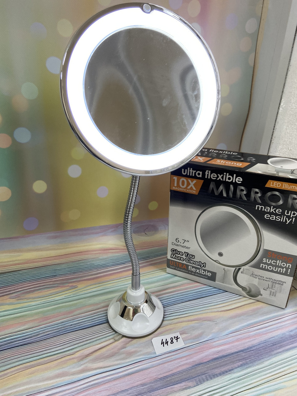 Дзеркало косметичнена з LED-підсвіткою (збільшення 10Х)  La Rosa 4487-LMR
