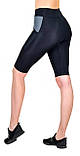 Велосипедки жіночі для фітнесу з високою посадкою Спортивні шорти до колін із кишенями чорні із синім, фото 3