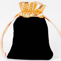 Мішечок для карт, чорний оксамитовий з золотом ( 12х15см , 12х12 )