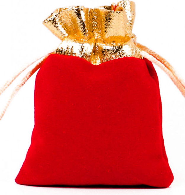 Мішечок для карт, червоний оксамитовий з золотом ( 12х15см, 12х12 ), фото 1