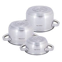 Набір каструль 6 предметів (1л, 1.8 л, 2.5 л; ) з нержавіючої сталі Kamille KM5628S, фото 3