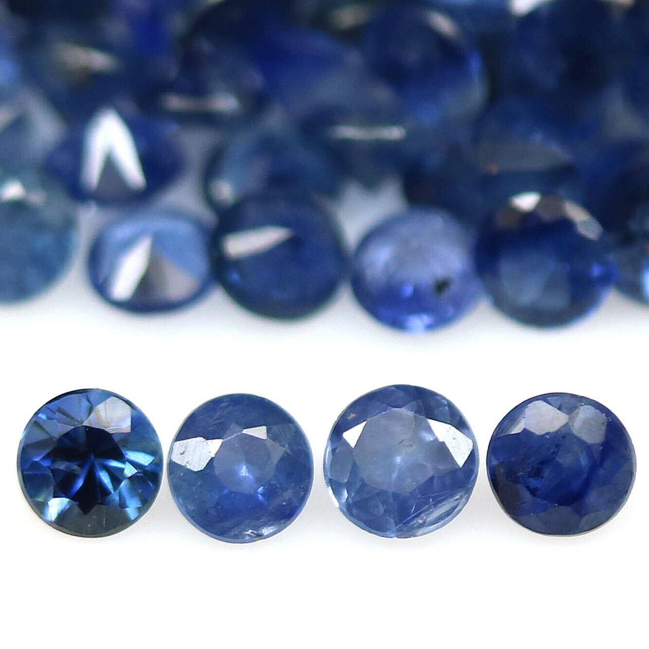 6.51 кт. Природний синій сапфір коло 2.4-2.6 мм. 93 штуки.