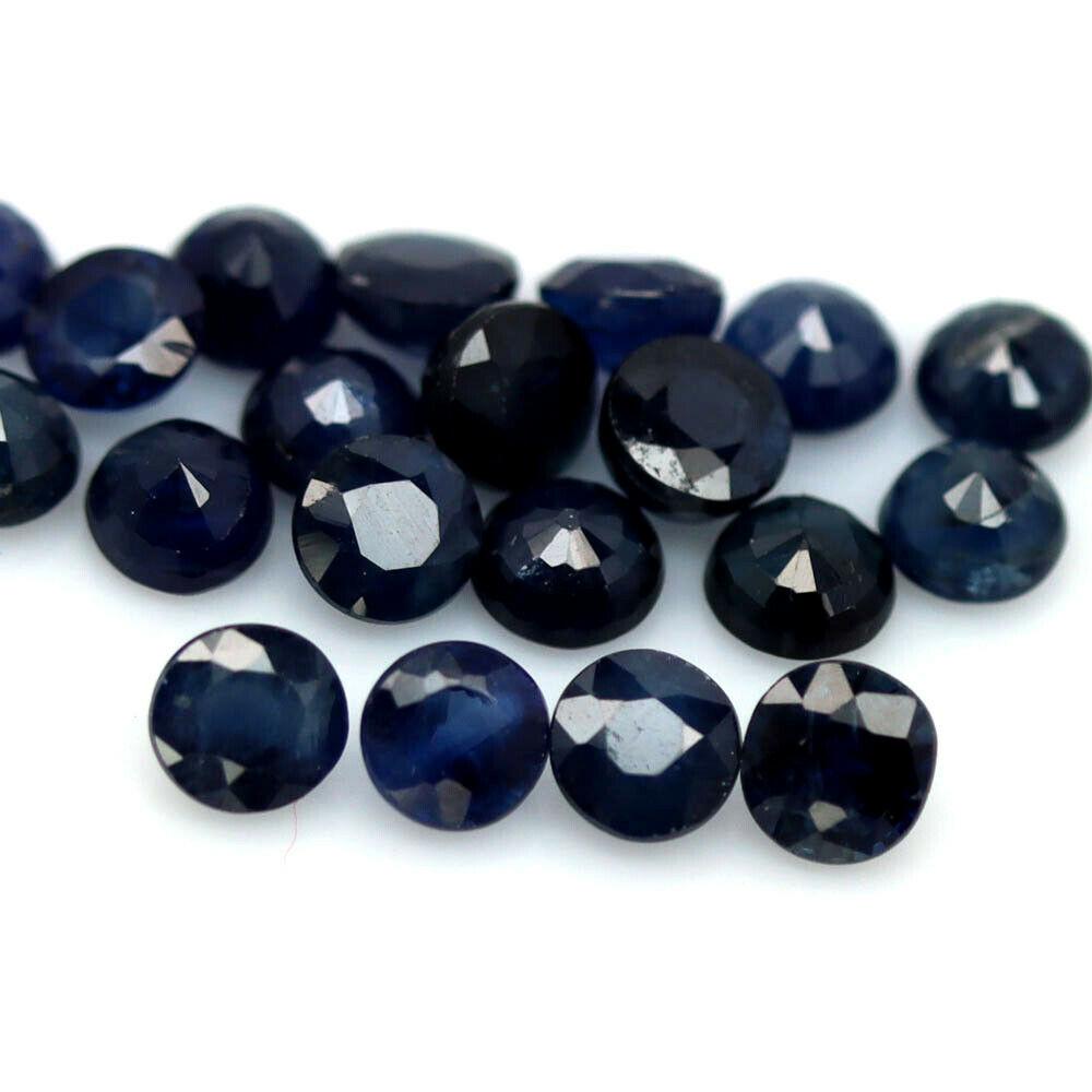 7.49 кт.  Природний синій сапфір круг 4-4.1 мм. 20 штук.
