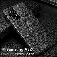 Кожаный чехол Leather Skin Case samsung a52 / самсунг А52 ЧЕРНЫЙ