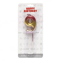 От 16 шт. Свічка-цифра "9" металік різнокольорова  JY-1065 купить оптом