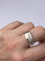 Кольцо мужское из серебра 925 пробы с золотой пластиной 375 пробы