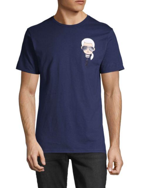 Чоловіча футболка Karl Lagerfeld Graphic Cotton Tee Розмір XL в синьому кольорі ОРИГІНАЛ