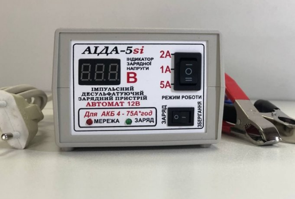 Зарядно-передпусковий пристрій АІДА-5SI, з цифровим екраном, для AGM, гелевих, мультигелевих акумуляторів