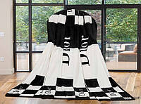 Якісний плед чорно-білий з мікрофібри з принтом