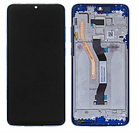 Дисплей (экран) для Xiaomi Redmi Note 8 Pro, Dual Sim + тачскрин, черный, с передней панелью синего цвета
