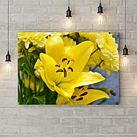 Фотокартина на полотні красива для декору спальні Жовта лілія, 50х35 см