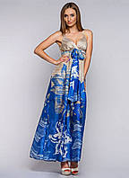 Жіночий сарафан Rica Mare літнє плаття довге синьо-бежевого кольору розмір 44 S