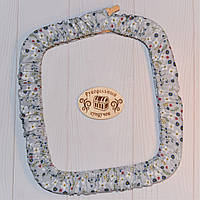 Чохол для квадратних п'ялець Nurge №4 (250*280 мм) Квіти розсипом на сірому