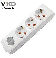 Колодка VIKO 3 гнезда с заземлением и кнопкой.Multi-Let