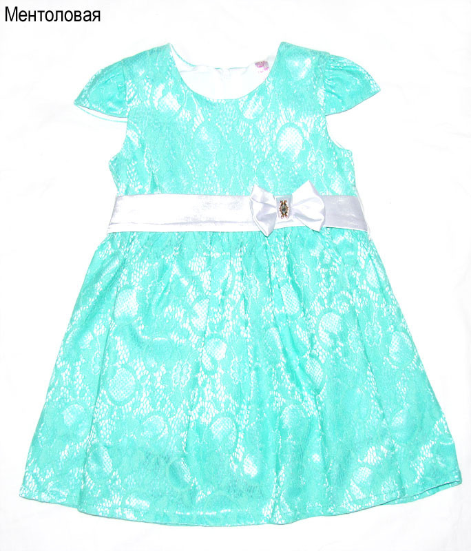 Сукня дитяча ошатна з коротким рукавом GABBI Цукерка Ментоловий на зріст 86 (10691)